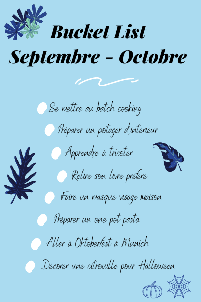 Bucket List Septembre et Octobre